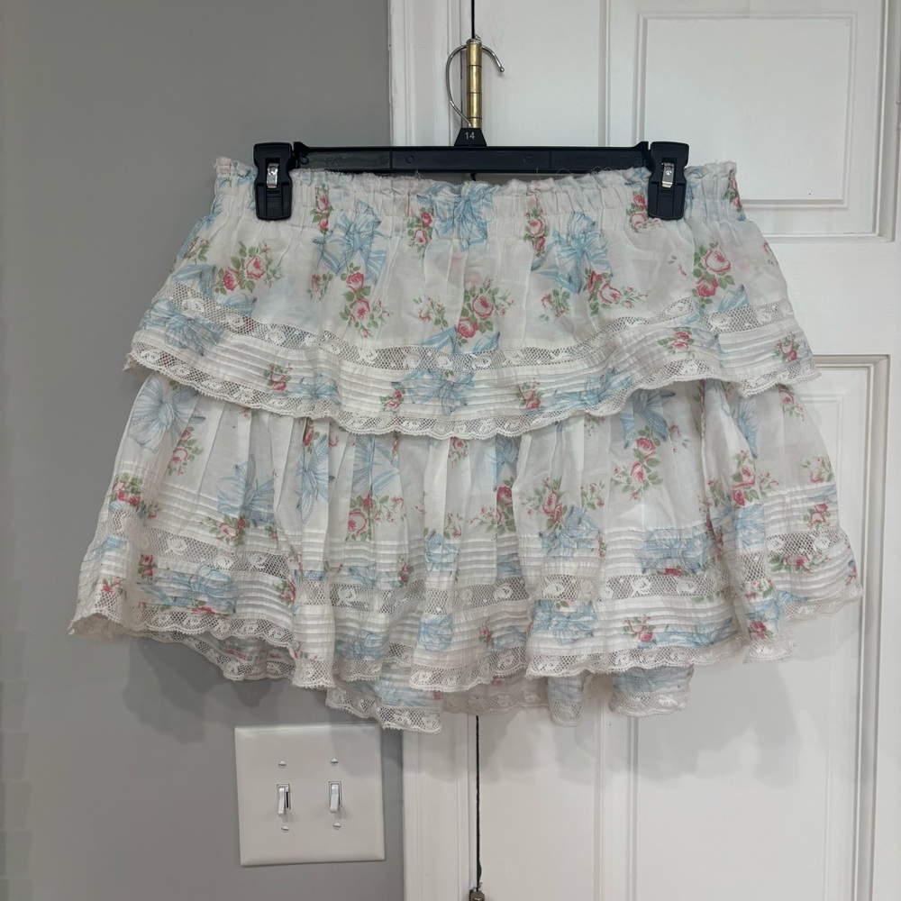 Loveshack Fancy NWT Floral Tiered Ruffle Mini Skirt